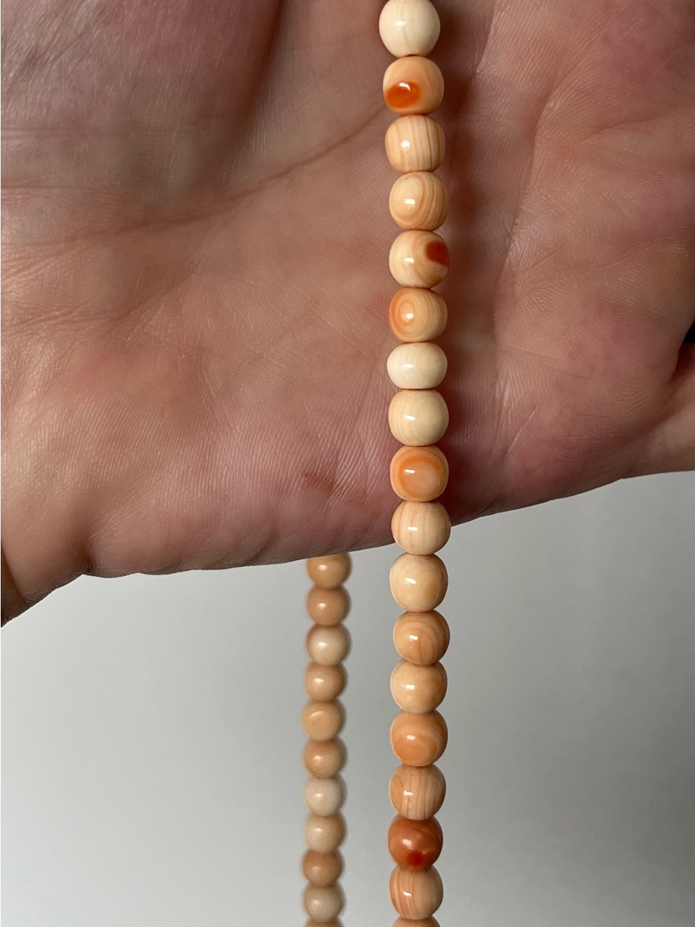 Peach and Cream Bead Necklace - Soft Neutral Strand